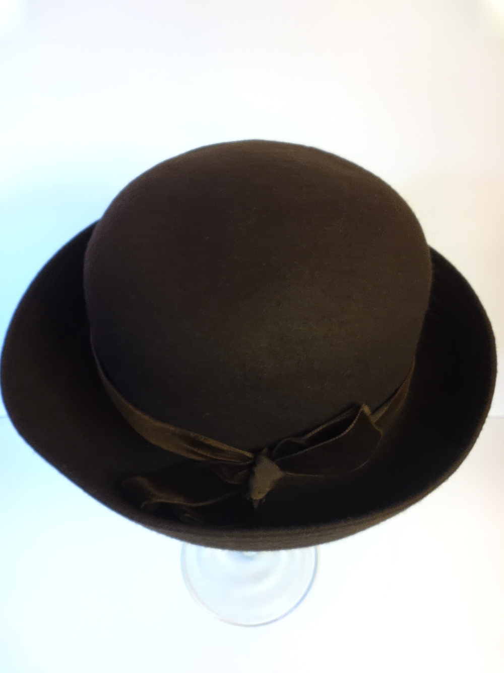 Dark Brown Wool Bow Hat